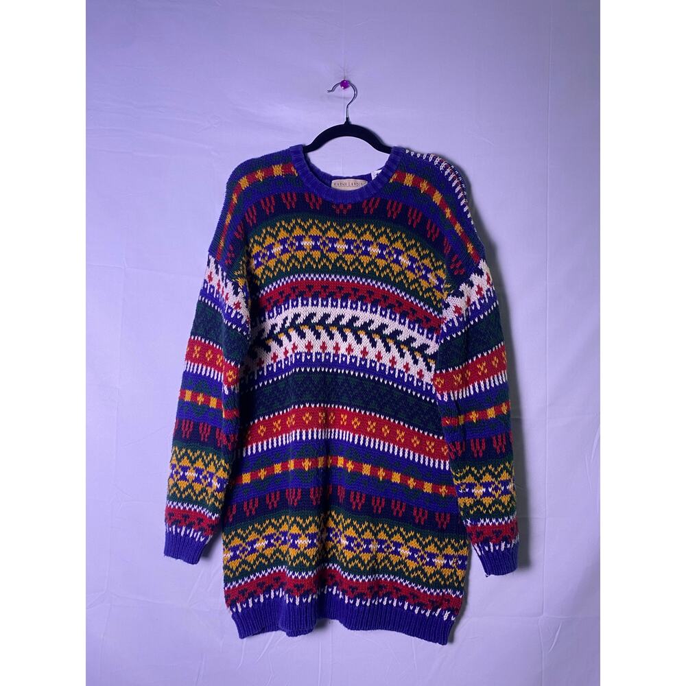 Vintage Marsh Landing Northern Isles Purple Multi Women's Knitted Sweater Large